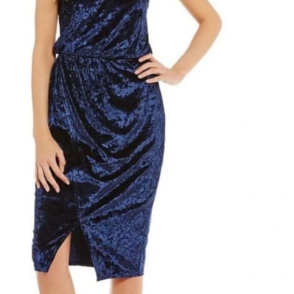 Sugarlips Sapphire Velvet Draped Dress - Picture 5 of 5